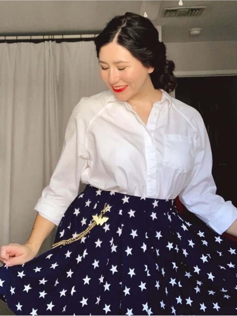 Her Universe 1X DC Comics Plus Wonder Woman 1984 Star Pleated Chain Skirt 14/16